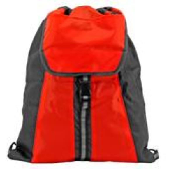 Hit 2-pocket Drawstring Backpack Red Black - Picture 2 of 5